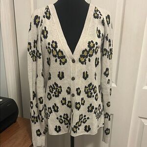 CAbi Cream Floral Cardigan Sweater style 5277   B